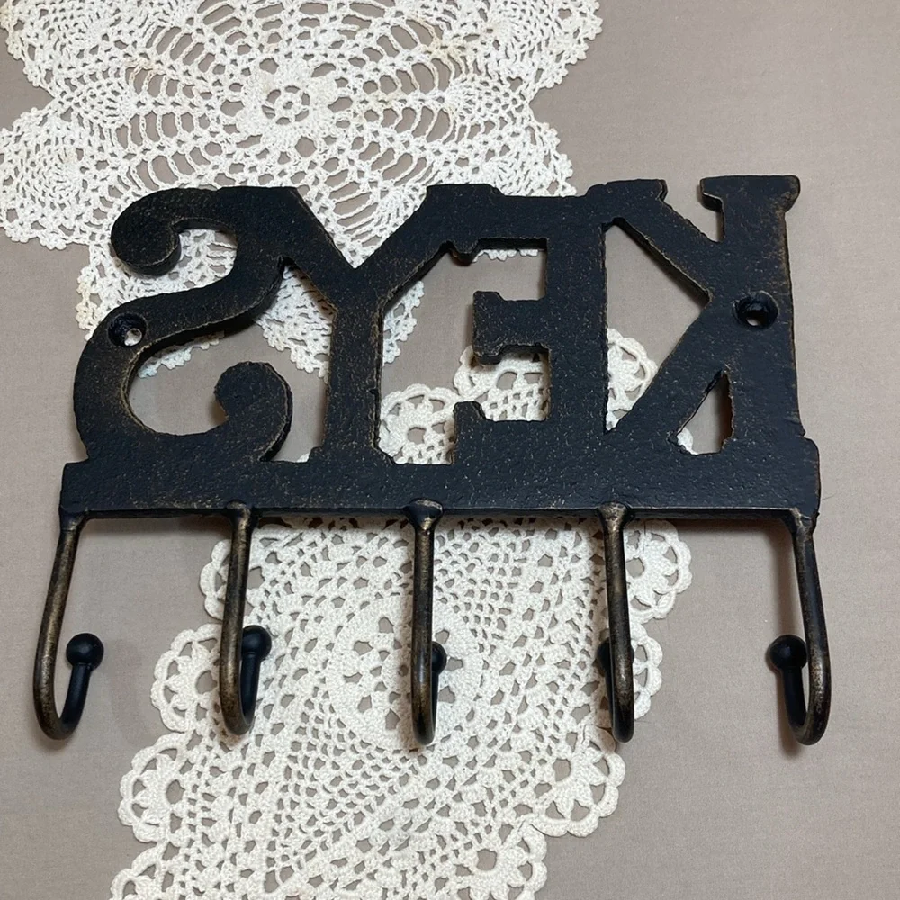 Black Cast Iron Key Holder Wall Decor